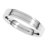 10K White Gold 4 mm Round-Edge Grooved Comfort-Fit Half Round Band Size 9.5