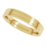 14K Yellow Gold 4 mm Round-Edge Grooved Comfort-Fit Half Round Band Size 6.5