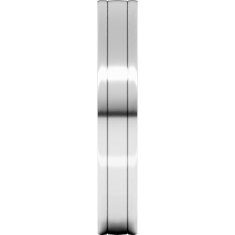 10K White Gold 4 mm Round-Edge Grooved Comfort-Fit Half Round Band Size 9.5