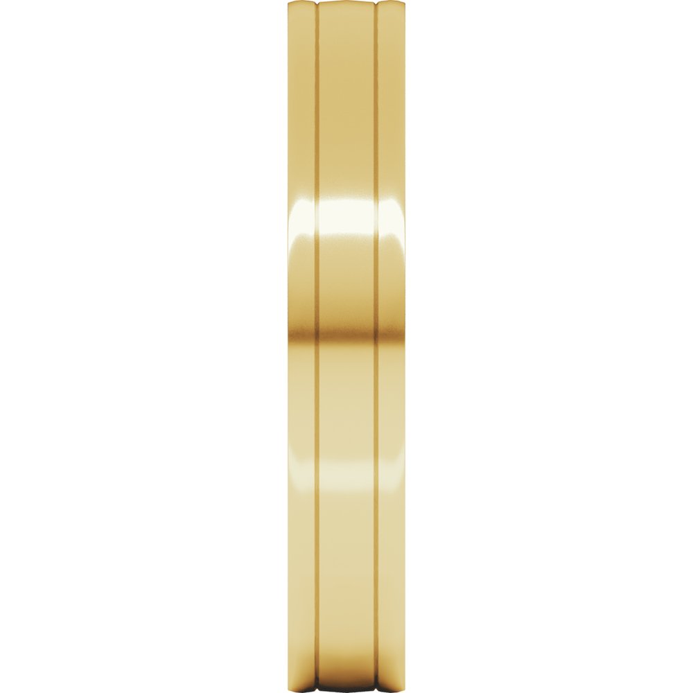 14K Yellow Gold 4 mm Round-Edge Grooved Comfort-Fit Half Round Band Size 6.5
