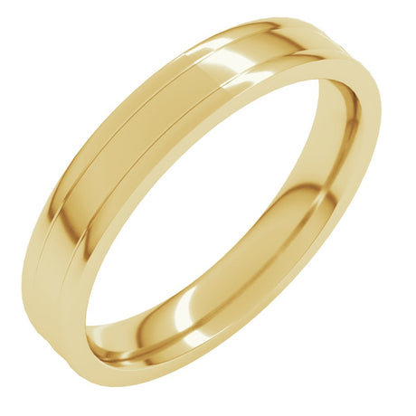 14K Yellow 4 mm Round-Edge Grooved Comfort-Fit Half Round Band Size 12