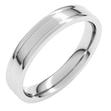 10K White Gold 4 mm Round-Edge Grooved Comfort-Fit Half Round Band Size 9.5