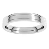 10K White Gold 4 mm Round-Edge Grooved Comfort-Fit Half Round Band Size 9.5