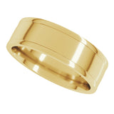 14K Yellow Gold 7 mm Round-Edge Grooved Comfort-Fit Half Round Band Size 8