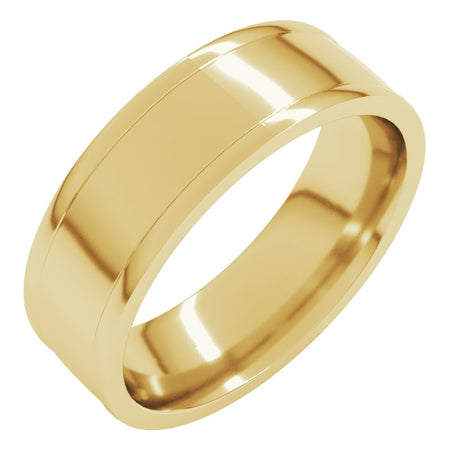 14K Yellow 7 mm Round-Edge Grooved Comfort-Fit Half Round Band Size 10.5