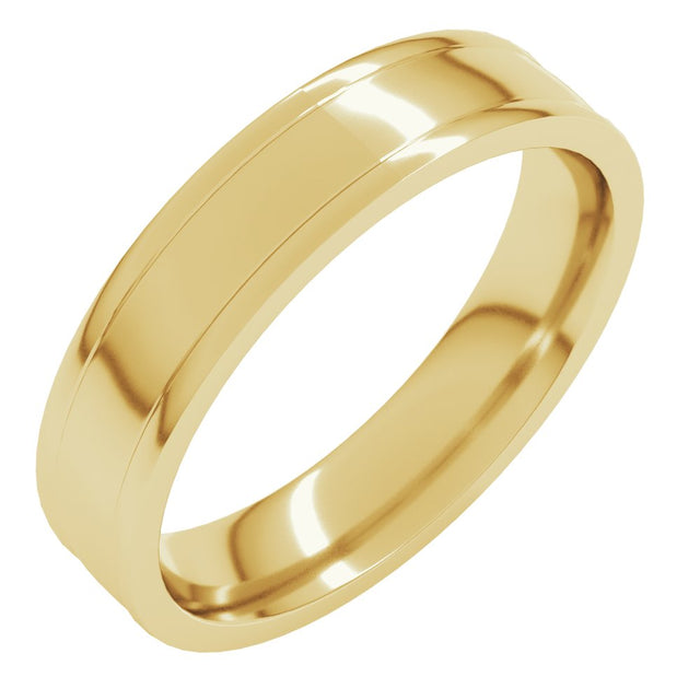 14K Yellow 5 mm  Grooved Round Edge Size 8