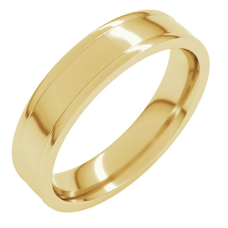 14K Yellow 5 mm Round-Edge Grooved Comfort-Fit Half Round Band Size 9