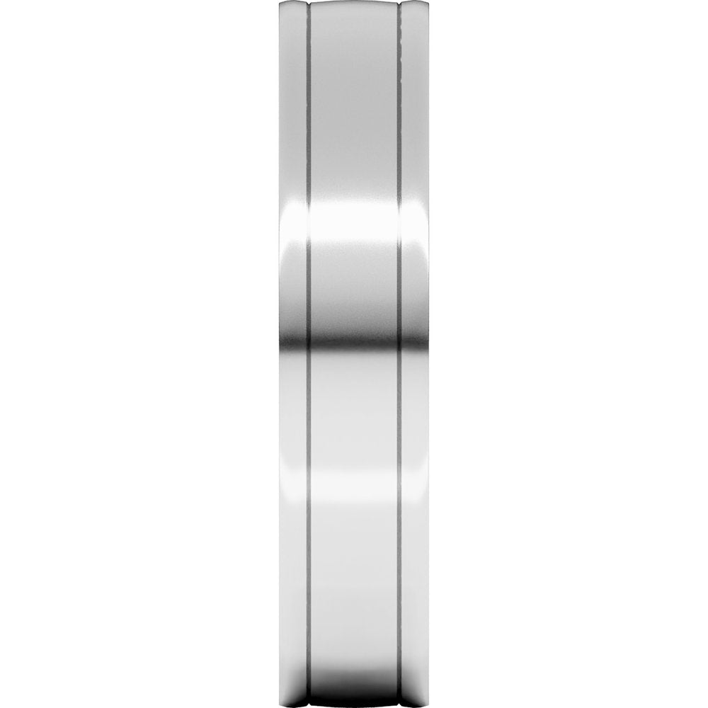 14K White Gold 5 mm Round-Edge Grooved Comfort-Fit Half Round Band Size 9