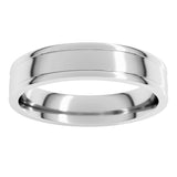 14K White Gold 5 mm Round-Edge Grooved Comfort-Fit Half Round Band Size 8