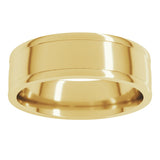 14K Yellow Gold 7 mm Round-Edge Grooved Comfort-Fit Half Round Band Size 8