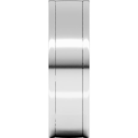 14K White Gold 7 mm Round-Edge Grooved Comfort-Fit Half Round Band Size 11