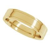 10K Yellow Gold 5 mm Round-Edge Grooved Comfort-Fit Half Round Band Size 9