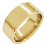14K Yellow 9 mm Round-Edge Grooved Comfort-Fit Half Round Band Size 6.5