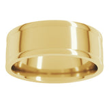 14K Yellow Gold 8 mm Round-Edge Grooved Comfort-Fit Half Round Band Size 10