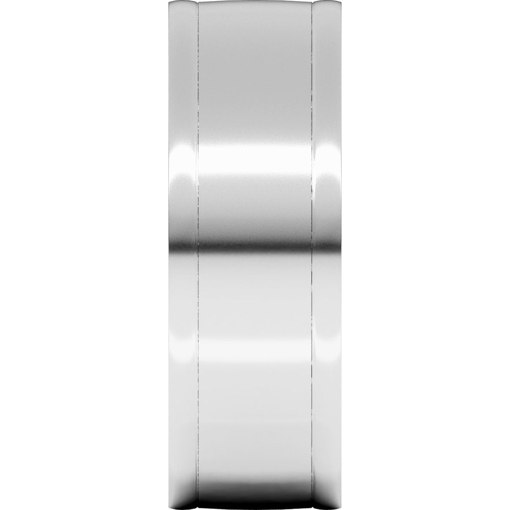Sterling Silver 8 mm Round-Edge Grooved Comfort-Fit Half Round Band Size 9