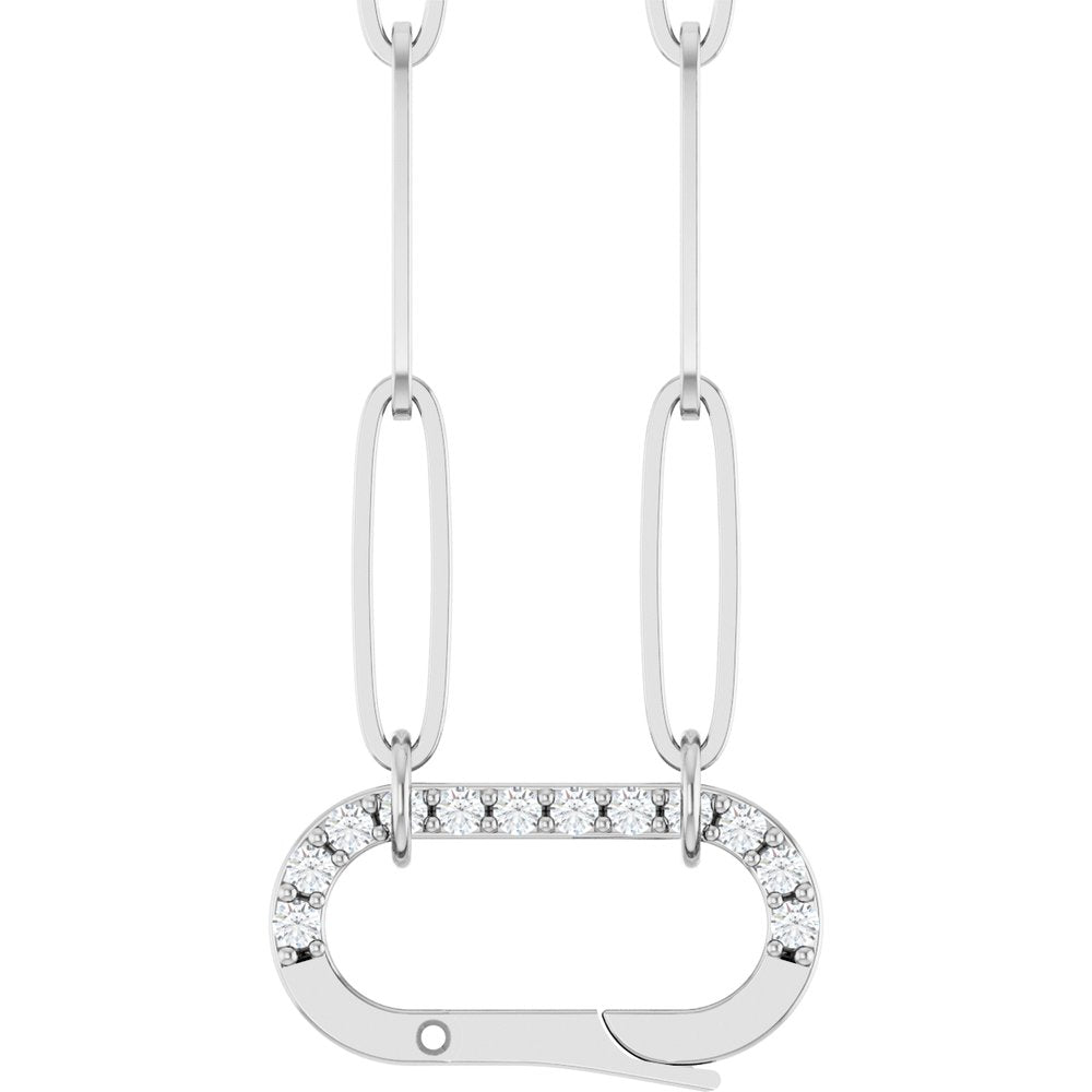 14K White Gold .08 CTW Natural Diamond Charm 16" Necklace