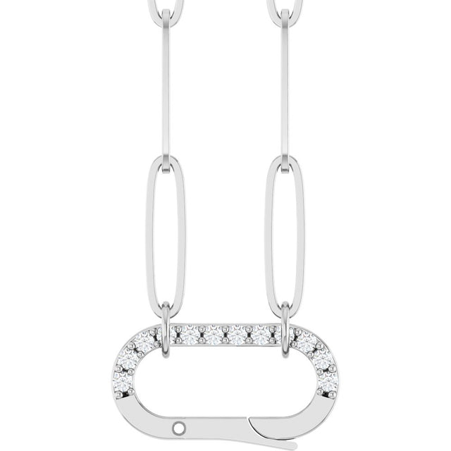 14K White Gold .08 CTW Natural Diamond Charm 16" Necklace