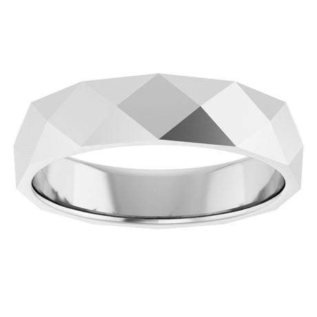 10K White Gold 4.5 mm Geometric Faceted Flat Band Size 11.5