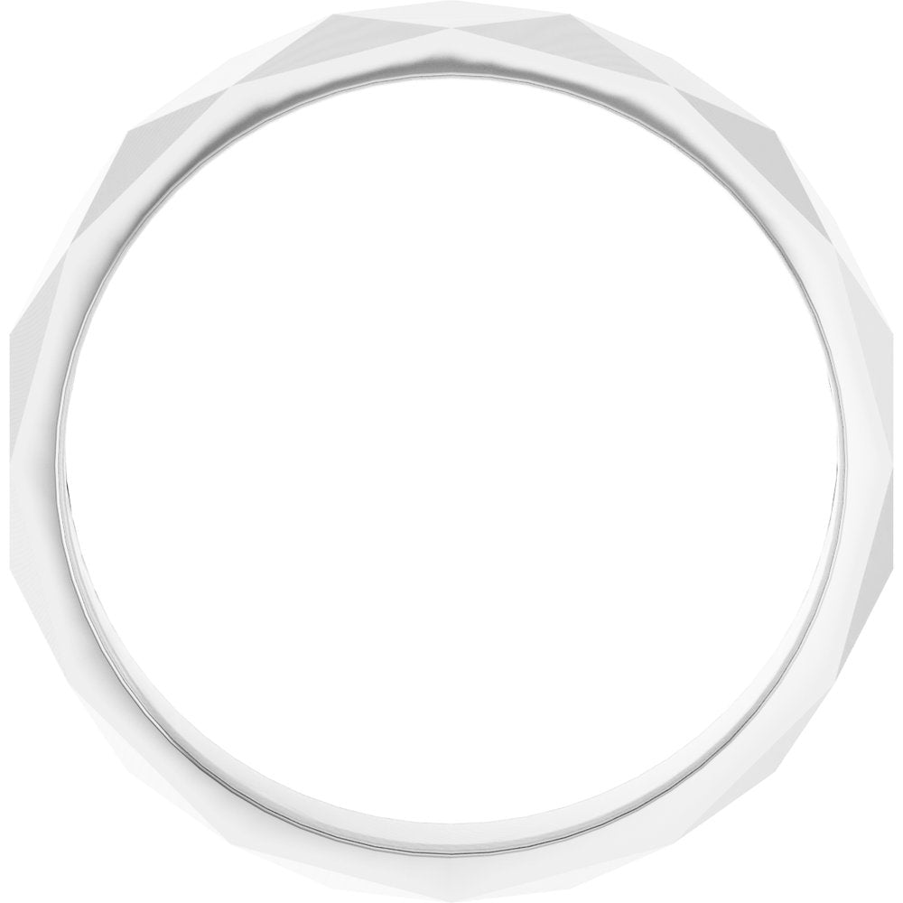 Sterling Silver 4.5 mm Geometric Faceted Flat Band Size 5.5