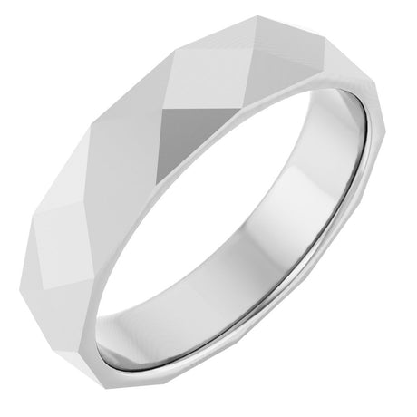 10K White Gold 4.5 mm Geometric Faceted Flat Band Size 11.5