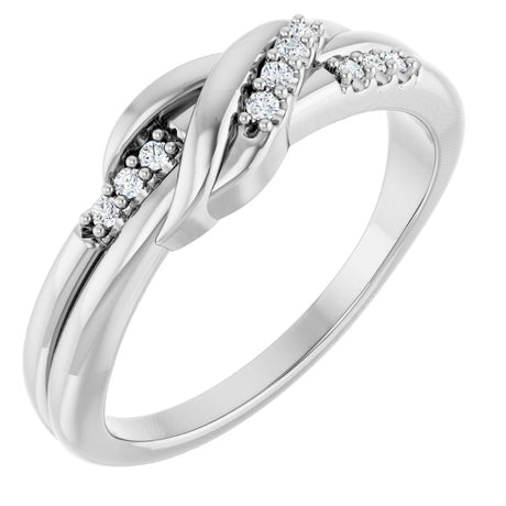 14K White .07 CTW Natural Diamond Knot Ring