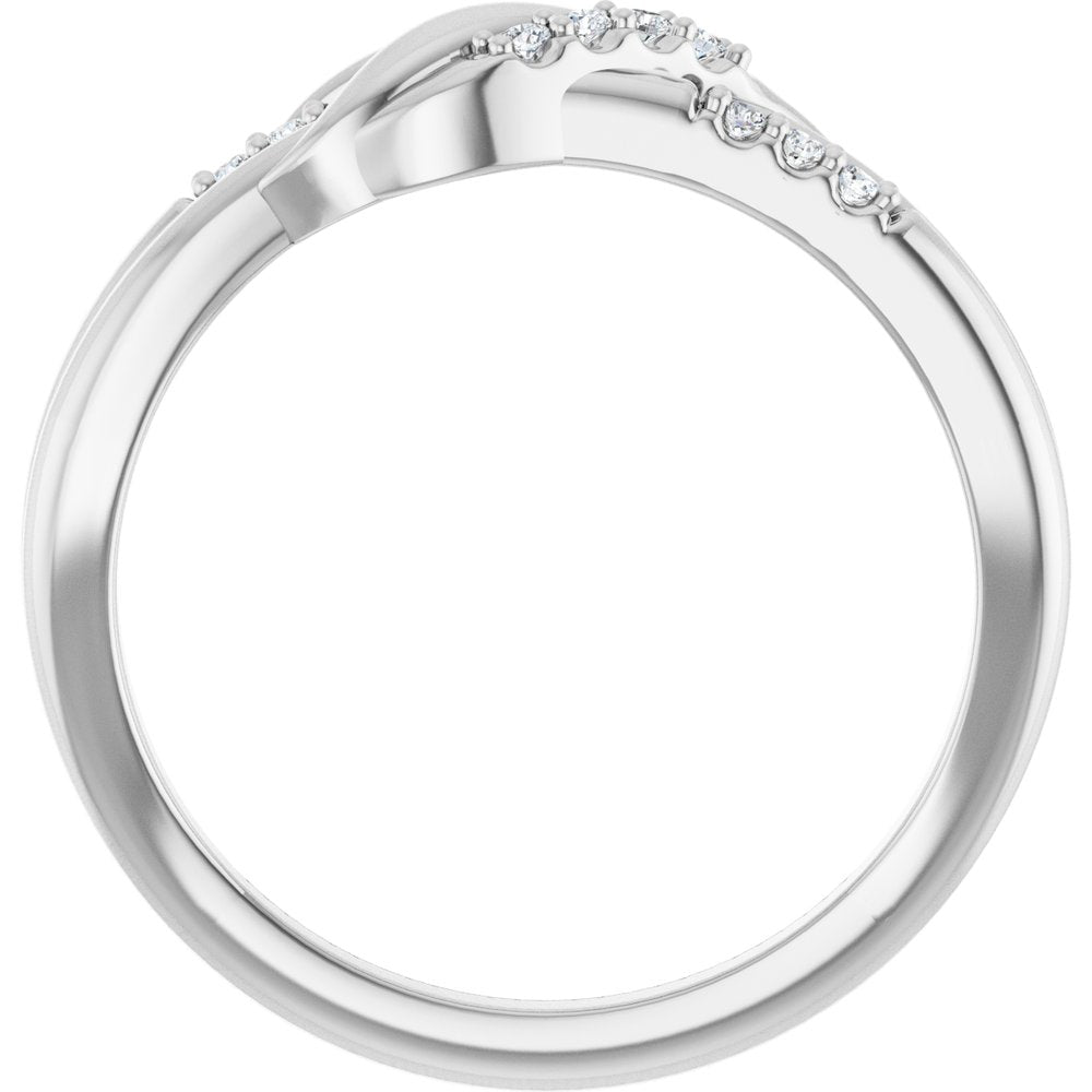 14K White .07 CTW Natural Diamond Knot Ring