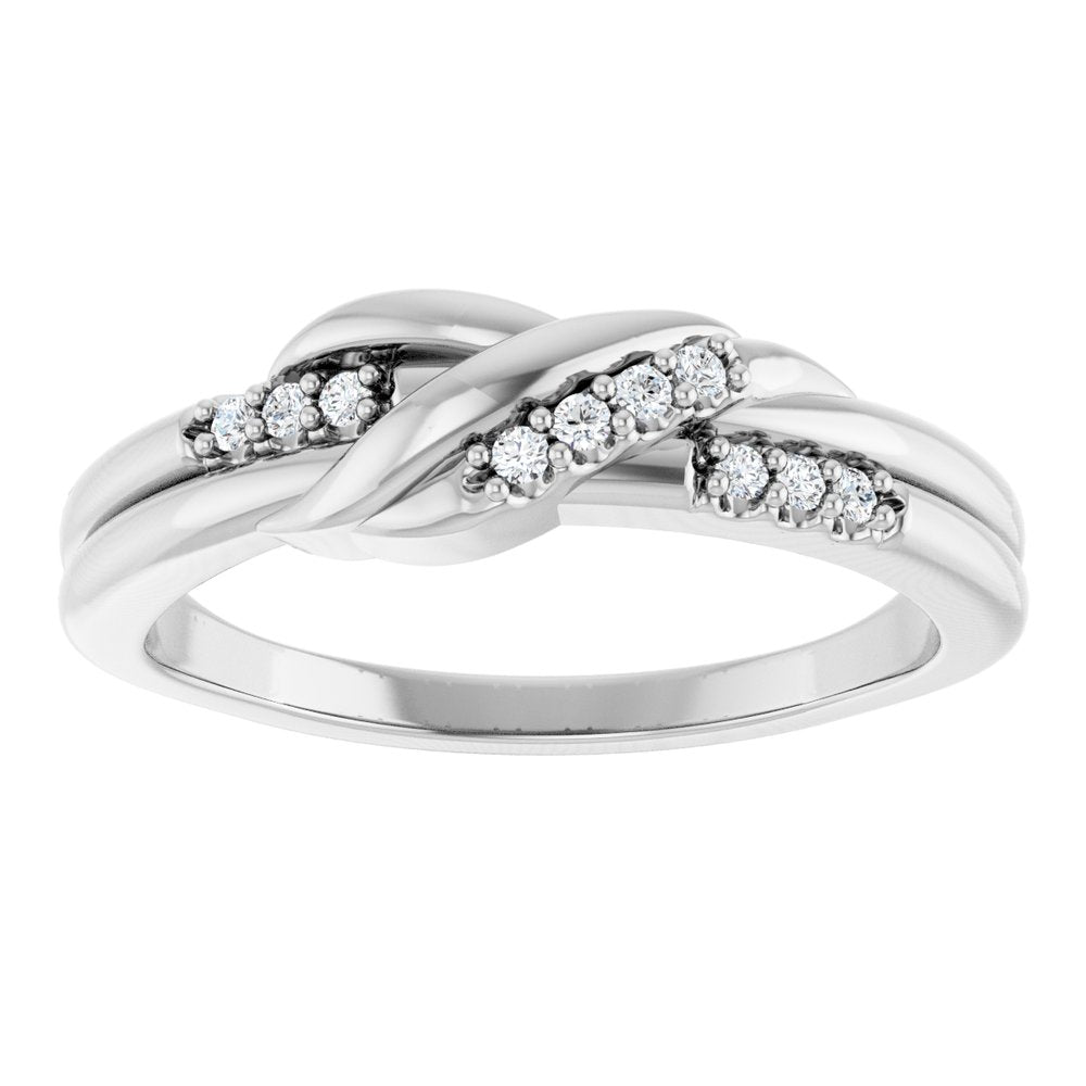 14K White .07 CTW Natural Diamond Knot Ring