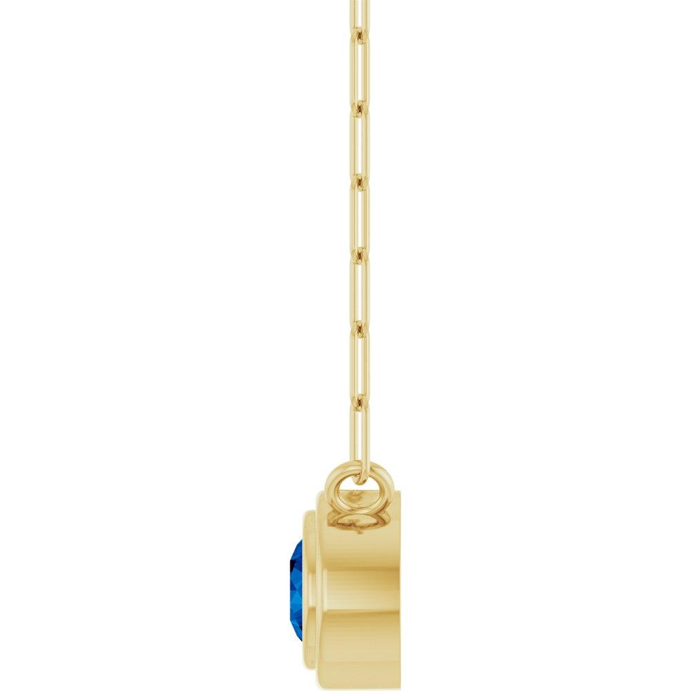 14K Yellow Lab-Grown Blue Sapphire 18" Necklace