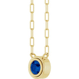 14K Yellow Lab-Grown Blue Sapphire 18" Necklace