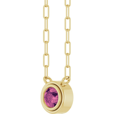 14K Yellow Natural Pink Tourmaline 18" Necklace