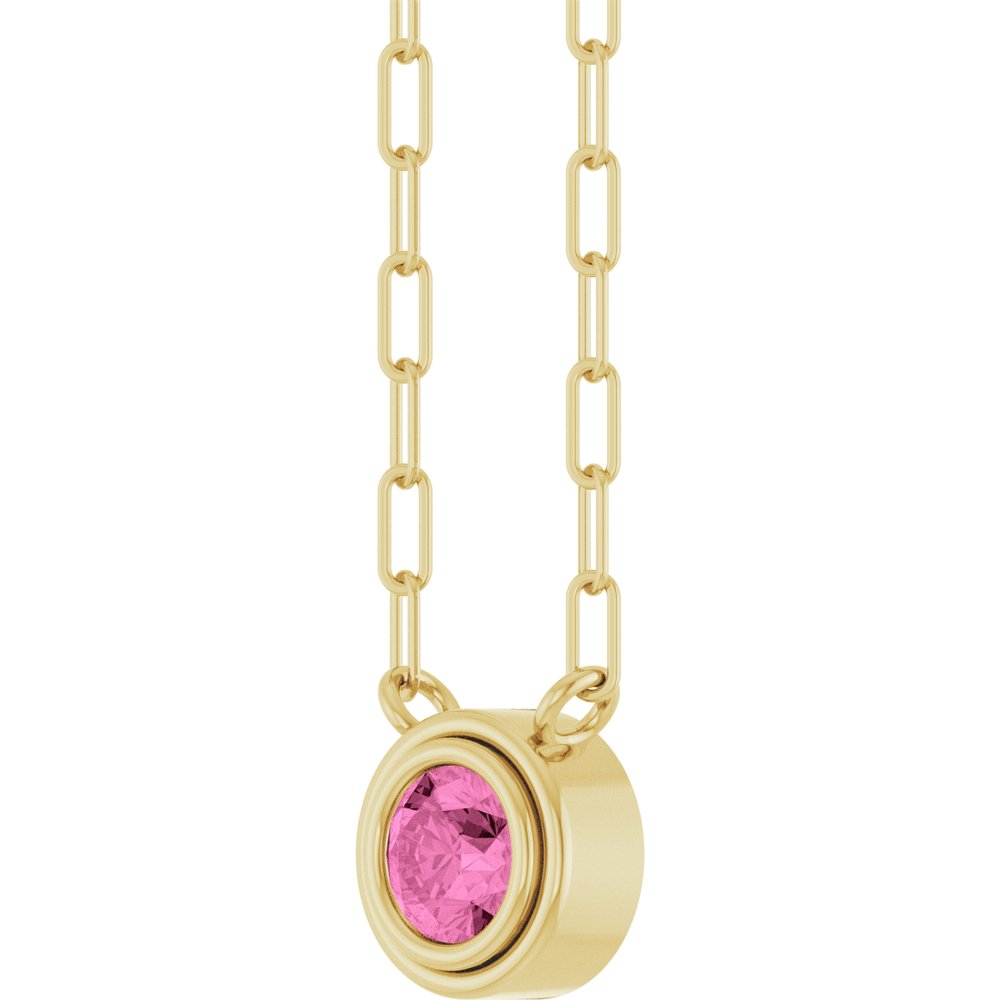 14K Yellow Natural Pink Sapphire 18" Necklace