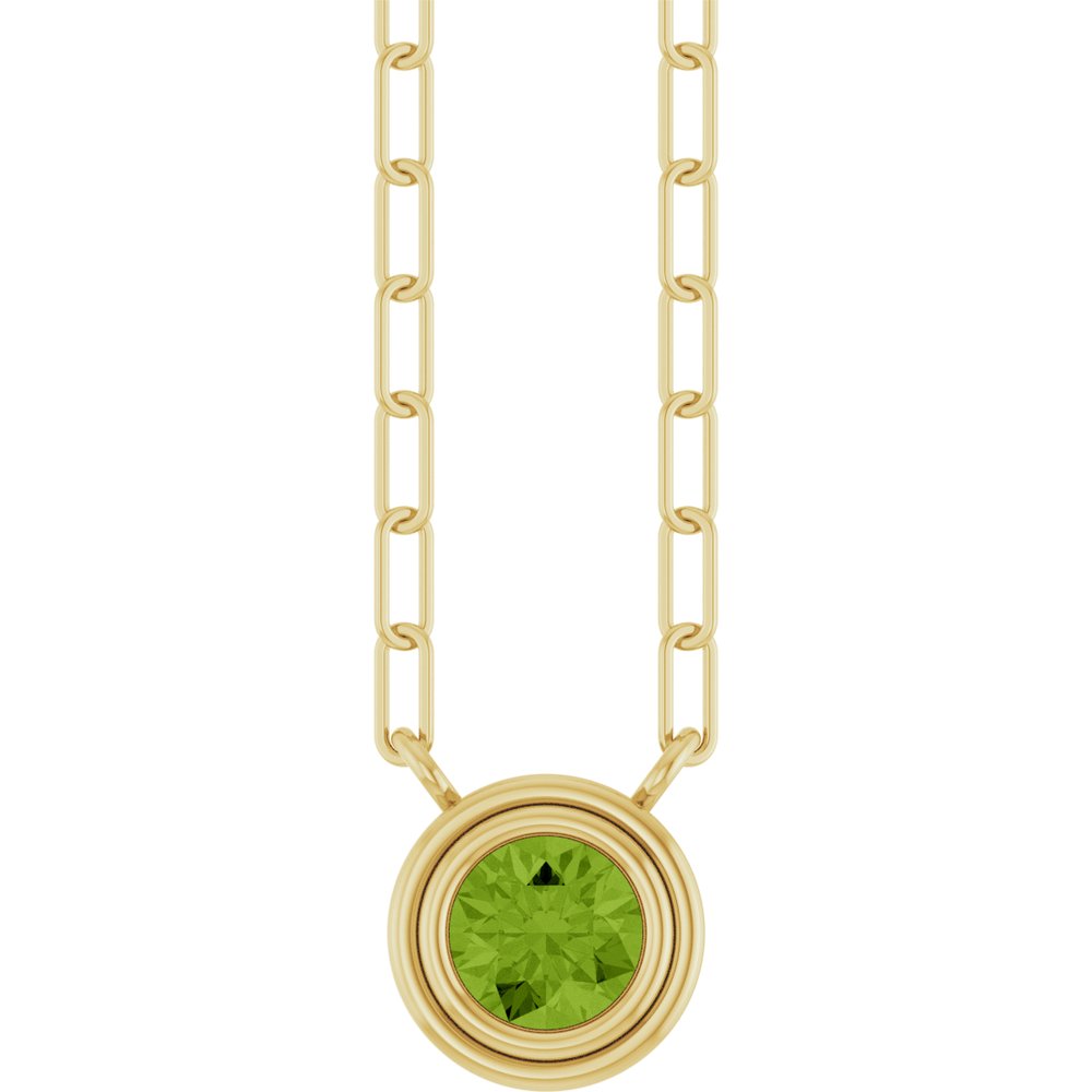 14K Yellow Gold Natural Peridot 18" Necklace