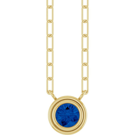 14K Yellow Lab-Grown Blue Sapphire 18" Necklace