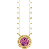 14K Yellow Natural Pink Tourmaline 18" Necklace