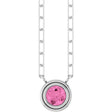 14K White Natural Pink Sapphire 18" Necklace