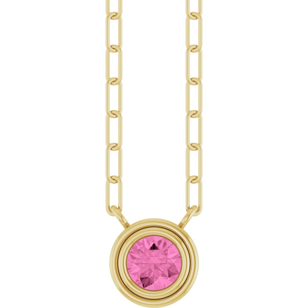 14K Yellow Natural Pink Sapphire 18" Necklace