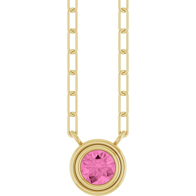 14K Yellow Natural Pink Sapphire 18" Necklace