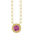 14K Yellow Natural Pink Tourmaline 18" Necklace