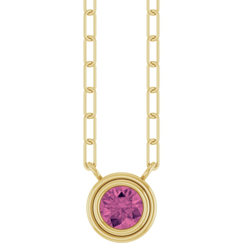 14K Yellow Natural Pink Tourmaline 18" Necklace