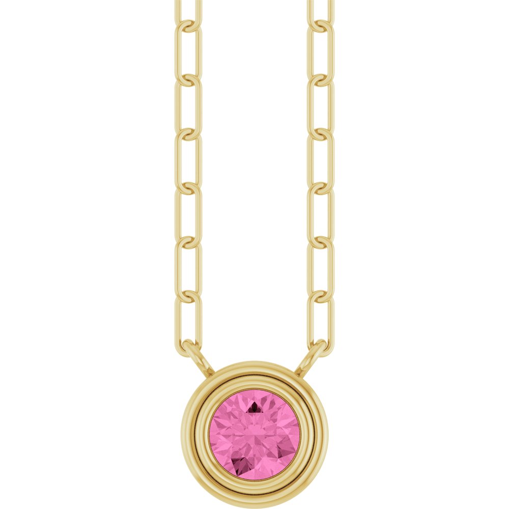14K Yellow Natural Pink Sapphire 18" Necklace
