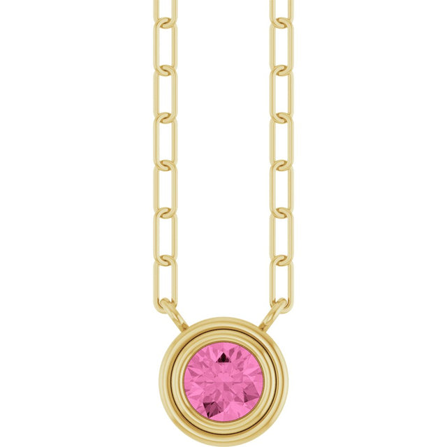 14K Yellow Natural Pink Sapphire 18" Necklace