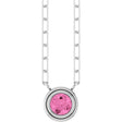 14K White Natural Pink Sapphire 18" Necklace