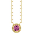 14K Yellow Natural Pink Tourmaline 18" Necklace