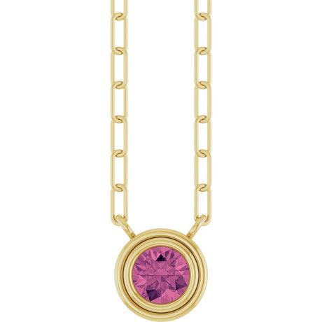 14K Yellow Natural Pink Tourmaline 18" Necklace