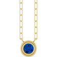 14K Yellow Lab-Grown Blue Sapphire 18" Necklace