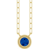 14K Yellow Lab-Grown Blue Sapphire 18" Necklace