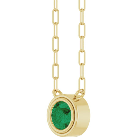 14K Yellow Gold Lab-Grown Emerald 18" Necklace