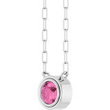 14K White Natural Pink Sapphire 18" Necklace