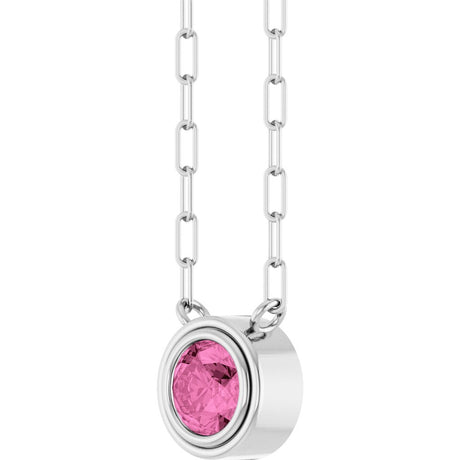 14K White Natural Pink Sapphire 18" Necklace