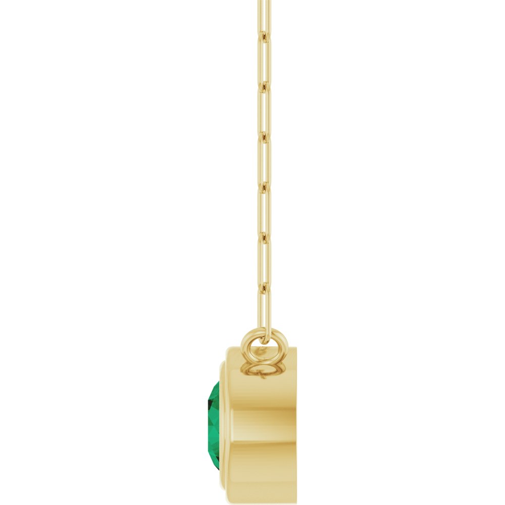 14K Yellow Gold Lab-Grown Emerald 18" Necklace